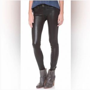 rag & bone leather skinny jeans in Washed Black, size 23